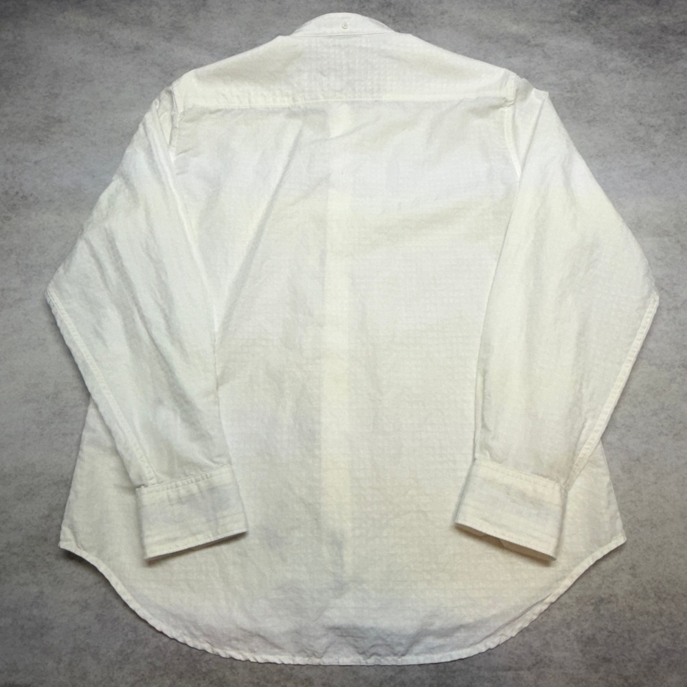Robert Graham Mens L White Linen Blend Mandarin Collar Long Sleeve Shirt Classic - Picture 5 of 9